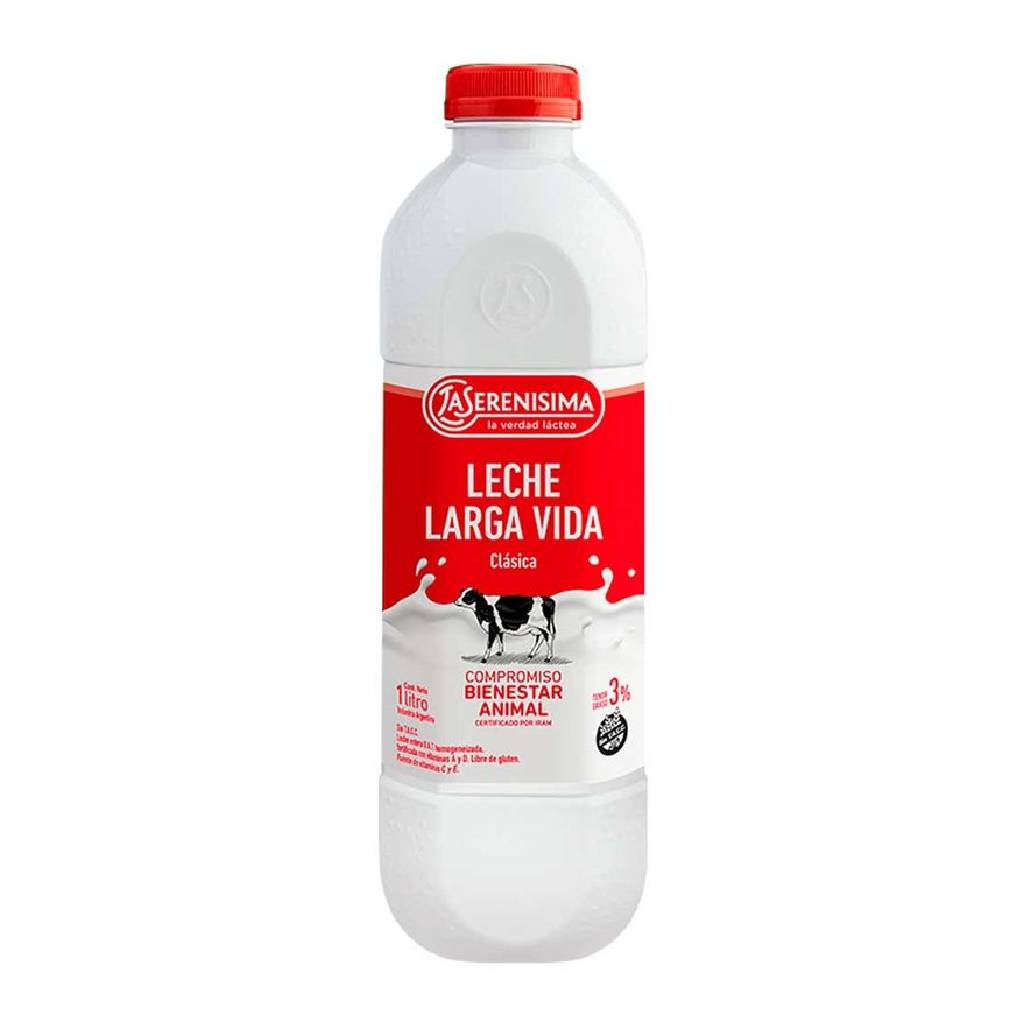 Leche entera La Serenisima UAT 3%. Vitaminas A, C, D y E. Clásica Edge 1L -2