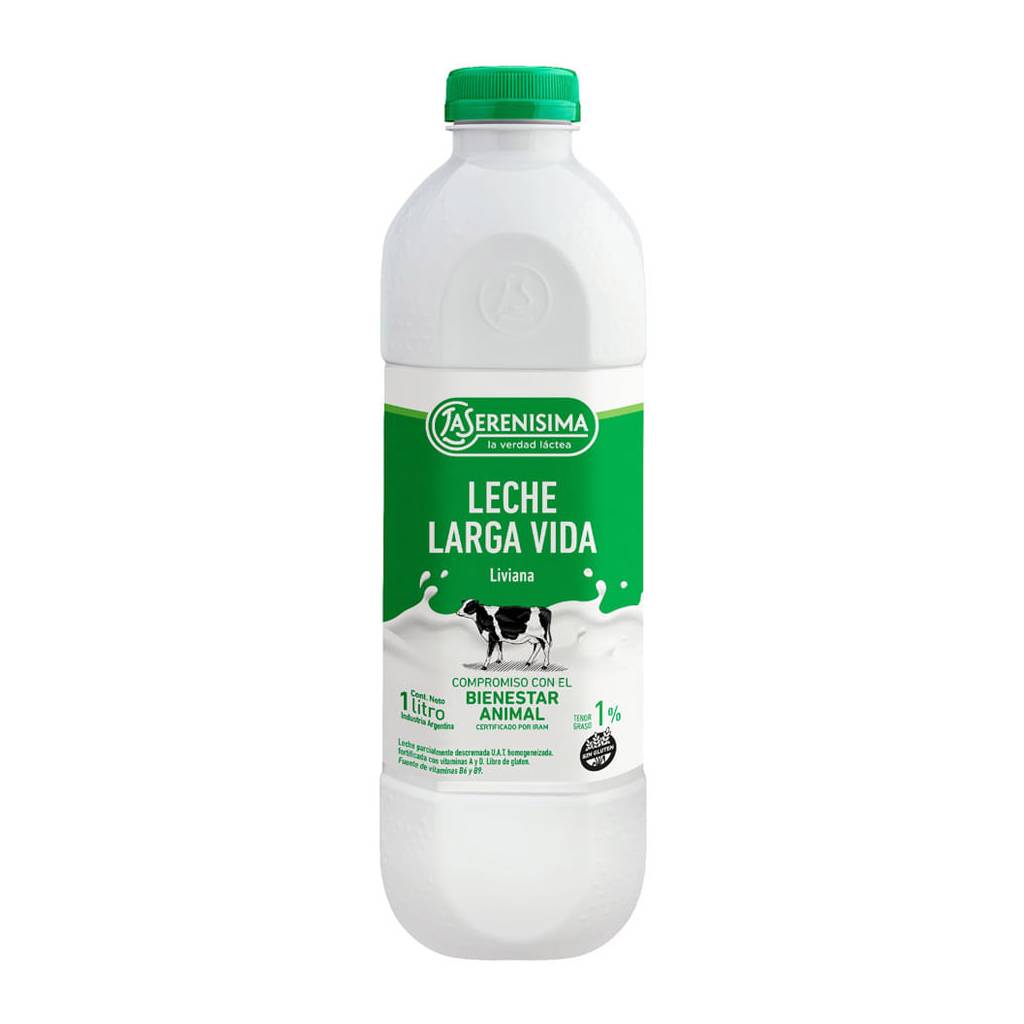Leche parc. descremada La Serenisima UAT 1%. Vitaminas A, C, D y E. Liviana Edge 1L